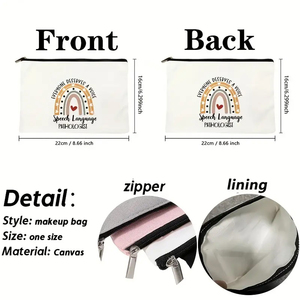 Bolsa de maquillaje personalizada con patrón de patólogo del lenguaje del habla, bolsa de almacenamiento para inodoro de viaje, bolsa de cosméticos, regalo de despedida de soltera, 1 unidad - Product Image 2