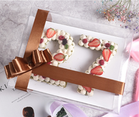 6 ''8'' clair PET numéro d'âge boîte à gâteau plié gâteau boîte d'emballage Transparent clair gâteau Dessert boîte avec poignée