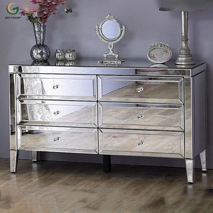 6 Drawers Wood Living Room Luxury Storage Mirrored Cabinets Chest of Drawer
