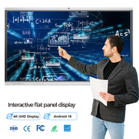 Tableau blanc interactif intelligent de grande taille de 115 pouces, nouvelle arrivée, écran tactile 4K UHD, panneau plat interactif pour l'enseignement scolaire