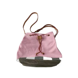 New Trending Factory Customized Design Printed Fabric Pink Women Shopping Shoulder Handbag