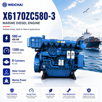Mesin Diesel Kelautan SCDC WEICHAI Seri 6170 X6170ZC580-3 580HP 1350rpm 6 Silinder Turbocharged untuk Kapal Patroli