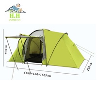 Tente tunnel portable multi-personnes pour l'extérieur, toutes saisons, en tissu polyester 190T, avec protection solaire, une chambre et deux salles de séjour, pour le camping