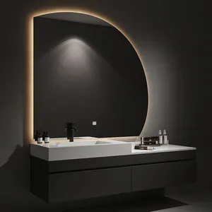 Modern minimalist hotel floating black lacquer bathroom vanity design