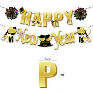 <span class=keywords><strong>2023</strong></span> décoration de fête du Nouvel An HappyNewYear feux d'artifice tirer drapeau Nouvel An gâteau carte ballon arrangement - Product Image 5