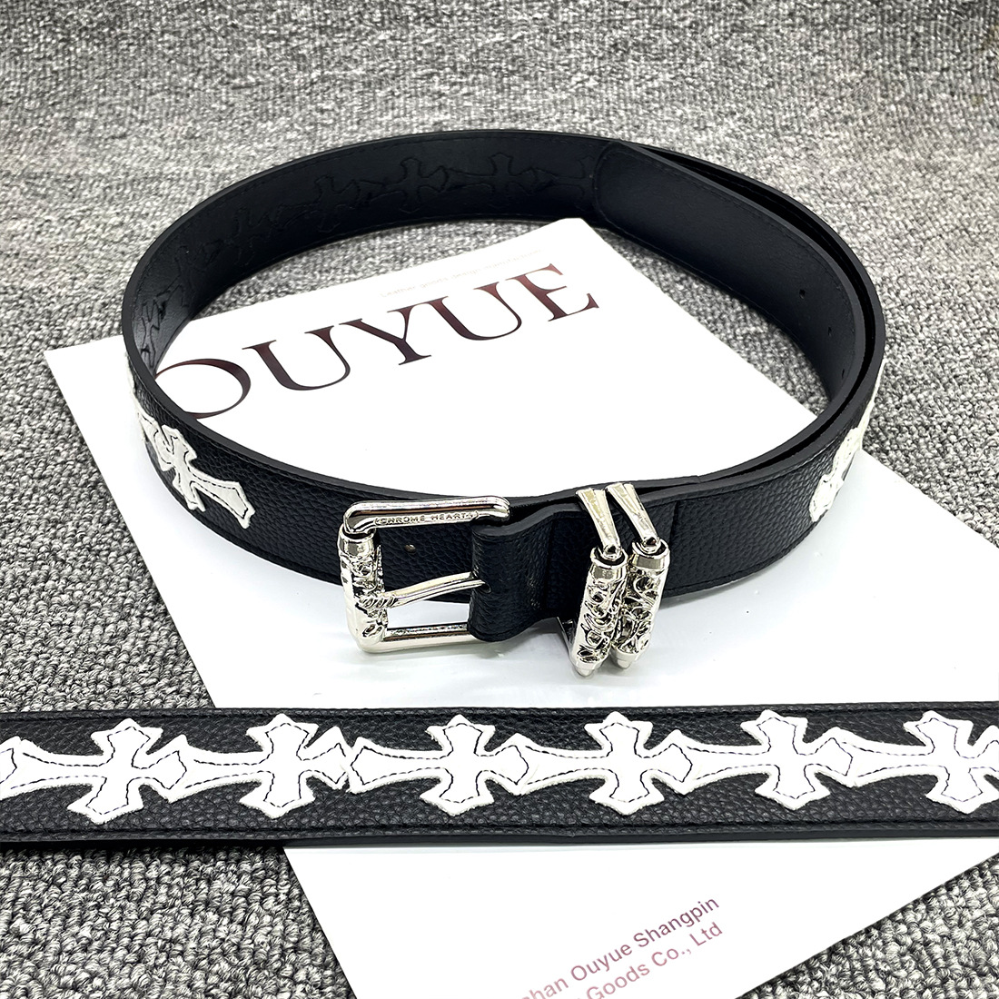 [15 white crosses] American embroidery belt