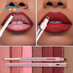 Make Your Logo Duo-Head Lipliner Suave y de larga duración Delineador de labios ultrafino mate impermeable con cepillo - Product Image 1
