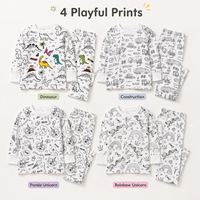 Pyjama en coton pour enfants, motif graffiti DIY, confortable, ensemble dessin animé, marque Muzhijia, en stock, directement de l'usine pour le commerce extérieur