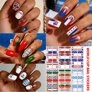 <span class=keywords><strong>En</strong></span> Stock, Adhesivos para <span class=keywords><strong>Uñas</strong></span> con Diseño de la Bandera Nacional de la Copa Mundial de Fútbol, sin Lámpara UV, Resistentes al Agua - Product Image 2