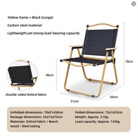 Chaise de camping pliante d'extérieur en acier carbone, tissu Oxford double couche, accoudoirs en hêtre, légère (3,1 kg), charge maximale 135 kg, couleur kaki Kermit
