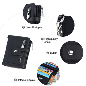 Dujiang Men's <b>Wallet</b> With Chain Multifunctional Genuine Leather Vertical Design Anti-fraud <b>Card</b> <b>Holder</b> Everyday Use - Product Image 4