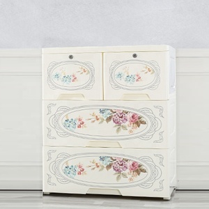 <span class=keywords><strong>Commode</strong></span> à 6 niveaux avec tiroirs de rangement Armoire organisateur de vêtements en <span class=keywords><strong>plastique</strong></span> à motifs floraux pour chambre à coucher 65cm - Product Image 5