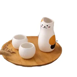Mooie Kat Keramische Sake Wijn Pot Witte Wijn Beker Decoratie Huishoudelijke Kleine Japanse Sake Set