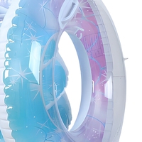 Bouée de bain gonflable pliable bleue à paillettes pour adultes, flotteur de piscine en PVC transparent, cercle de natation d'été pour la plage avec sequins