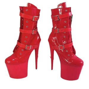 <span class=keywords><strong>Botas</strong></span> Cortas de <span class=keywords><strong>Mujer</strong></span> con Cremallera y Tres Correas, Suela Gruesa de 8 Pulgadas (20 cm), Zapatos Sexys <span class=keywords><strong>para</strong></span> Pole Dance, Diseño Sólido, Modelo de <span class=keywords><strong>Botas</strong></span> de Baile de Invierno - Product Image 3