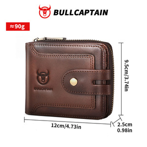 BULLCAPTAIN Genuine Leather Men's Wallet with Zipper Vintage RFID Blocking <b>Large</b> Capacity Wallet for Men with Credit Card Slots - Product Image 6