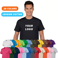 Kaos Katun 180gsm Logo Kustom Regular Fit Kaos Polos Harga Pabrik Grosir OEM Kaos Kustom Pria