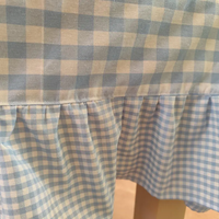 Nappe en lin bleu ciel à volants, faite à la main, style moderne |   Grand tissu de table solide en lin pour mariage, fête et cadeau