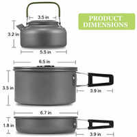 DS308 Batterie de cuisine compacte et portable en aluminium avec bouilloire pour le camping en plein air