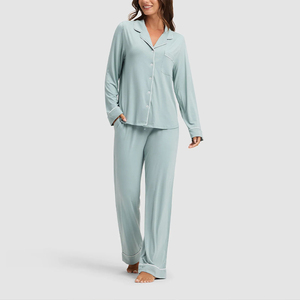 <span class=keywords><strong>Pigiama</strong></span> da <span class=keywords><strong>Donna</strong></span> in Bambù Organico, Set Sostenibile in <span class=keywords><strong>Jersey</strong></span>, Abbigliamento da Notte Personalizzato, Completo Loungewear in Bambù - Product Image 4