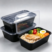 Boîte à lunch rectangulaire jetable anti-fuite en gros pour salades et nouilles à emporter avec couvercle en plastique pour usage en restaurant