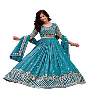 Nouvelle collection de lehenga choli de mariage avec dupatta ample et couleur bleu ciel rêveuse - Product Image 1