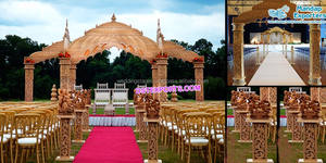 Rajwada boda fibra cuadrado Mandap Sydney tradicional oro tallado boda Mandap último diseño FRP boda Mandap Miami EE. UU. - Product Image 3