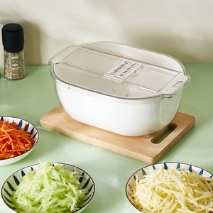 Multifunctional Vegetable Cutter With <b>Drain</b> <b>Basket</b> Shredder For Potato Cucumber Grating Kitchen Use Green And White - Product Image 4
