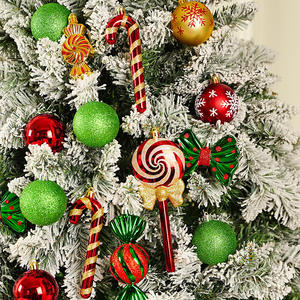 Adornos navideños Bola Accesorios para árboles de Navidad Bola de plástico Chapado Colgante de vacaciones Kit de caja de color de contraste 70 piezas - Product Image 1