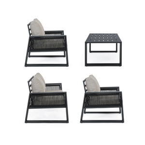 طقم حديقة أثاث مقطعي 4 قطع من AJUNION حبل من الألومنيوم نسج فاخر في الهواء الطلق ، - Product Image 3