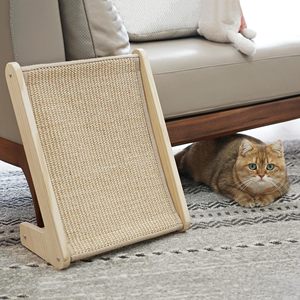 Consegna rapida giocattoli per animali da compagnia a forma di L Scratch Pad per gatti Sisal letto antigraffio Eco Friendly in porta - Product Image 6