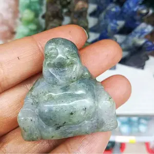 Commercio all'ingrosso di varie statue di Buddha che ride felici di pietra di giada piccolo Buddha di cristallo curativo