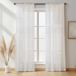 Cortinas y Cenefas de Tela Jacquard Floral de Poliéster Personalizadas para Decoración de Ventanas de Dormitorio, Cortinas de Tul Blanco Económicas para Sala de Estar - Product Image 2