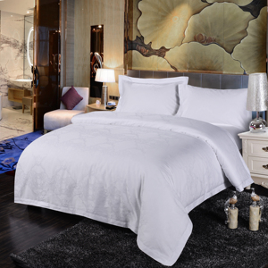 Juego de Sábanas de Hotel de Lujo, Tamaño King, 600 Hilos, Color Blanco, Diseño Moderno a Rayas y con Estampado de Plantas, 4 Piezas, 100% Algodón - Product Image 1