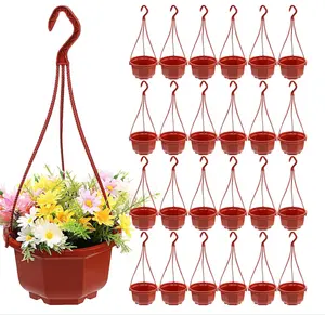 5.2Inch Plastic Hanging Planter Pot Container Hanging Planters with Drainage Hole and Hook for Home Garden Balcony Porch