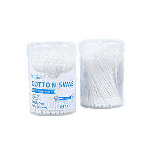 Usine OEM Thaïlande – 100 cotons-tiges par boîte pour bébés, torsadés, à tige fine, double tête à vis, avec boîte ronde - Product Image 2