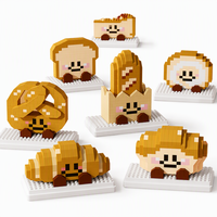 Micro-blocs de construction personnalisés Série Boulangerie OEM Marque Privée Mignons Briques Nano en forme de Pain et Croissant Décoration de Bureau Kawaii pour Cadeau