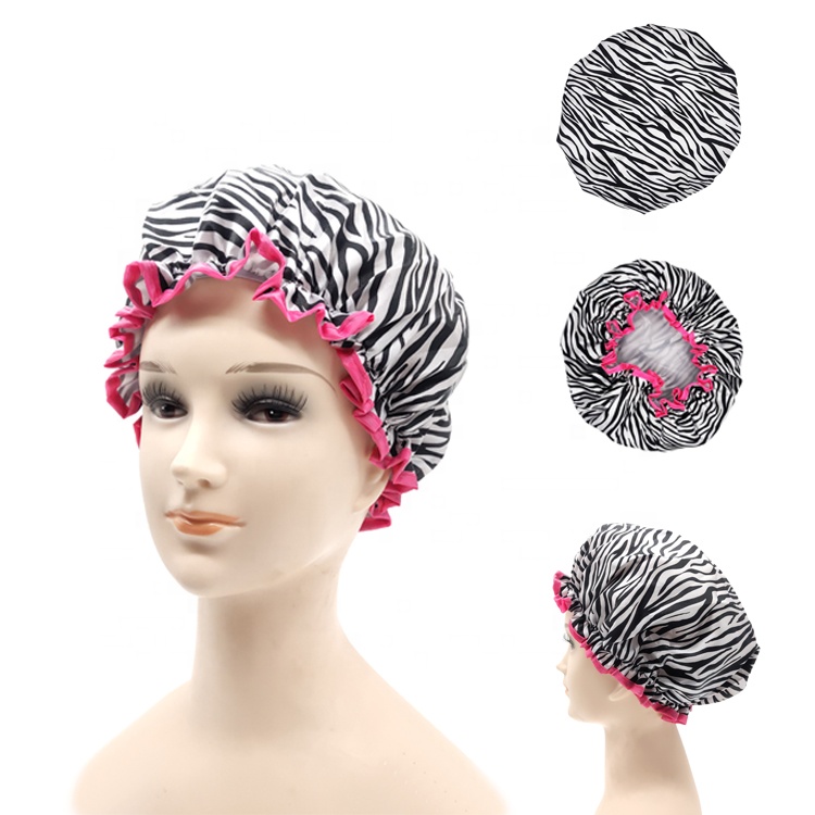 Couvercle de cheveux en Polyester PEVA pour femmes, Logo personnalisé, accessoires de bain, Bonnet couvre-chef, Double couche, casquette de douche élastique étanche, nouvelle collection