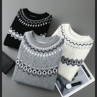 Individuelles Logo OEM 100% Reine Merinowolle Strickwaren Herren Jacquard Strickpullover Weihnachten Lässiger Rundhals Winter Gestrickter Pullover