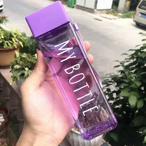 500ml Promoção Presente Personalizado Bebida Garrafa De Água Esporte Fruta Fosco Clear Gym Juice Plastic Square Water Garrafa