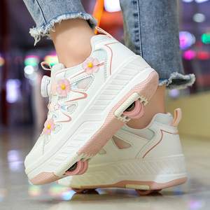 Chaussures à roulettes lumineuses pour enfants, patins à roulettes en mesh, roues en plastique Abec 7, surface souple, équipement de patinage pour enfants - Product Image 1
