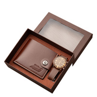 Ensemble cadeau d'affaires de luxe pour homme, 2 pièces, montre et portefeuille, coffret cadeau promotionnel en cuir de qualité supérieure pour lui