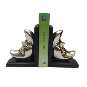 Wholesale Bookend Elegant Classic Aluminium <b>With</b> Wooden Base Decorative Silver Polish Bookends for <b>Bookshelf</b> - Product Image 5