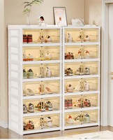 Étagère à chaussures en plastique transparent pliable à 9 niveaux Organisateur Injection Rectangle Étagère à chaussures pliable Boîtes de rangement empilables pour chaussures