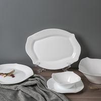 Rond Mariage Hôtel Dîner Verre Blanc Dîner Luxe Opalware Verre Opale Céramique Blanc Pur Plats Assiettes Ensembles Vaisselle