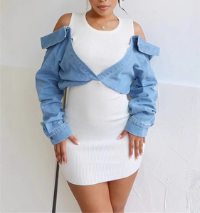 fitted lace wedding dress Women's Maxi Denim Dress Long Sleeve Lapel Button Long Jean Dress Fall  Casual Denim Trench Coat Jacket,Blue,S at Amazon Women's Coats Shop main image 1