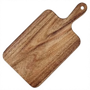 Planche à découper rectangulaire en bois d'acacia et de teck écologique, faite à la main, épaisseur 2,0 cm, pour servir la pizza et les fromages, avec poignée de couteau, passe au lave-vaisselle - Product Image 3