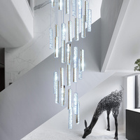 Lustre suspendu en cristal à têtes carrées k9, lampe de pluie moderne avec Spot Led