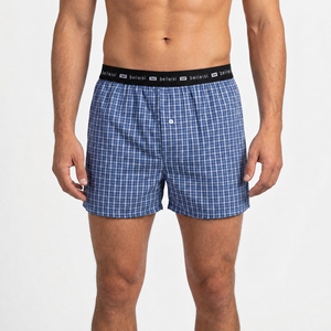 Boxer pour <span class=keywords><strong>homme</strong></span> exclusif transfrontalier en pur coton, taille mi-haute, tissé, coupe ample, style <span class=keywords><strong>pyjama</strong></span> - Product Image 1