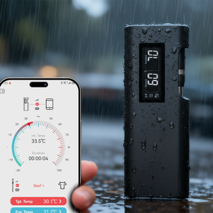 वाई-फाई ब्लूटूथ डिजिटल धातु वायरलेस फूड थर्मामीटर आईपी 68 वाटरप्रूफ मांस बेक 80 मीटर लंबी दूरी की निगरानी - Product Image 3